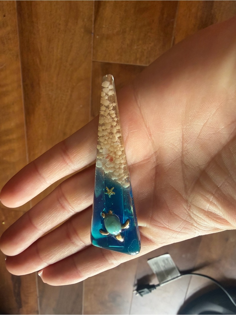 Handmade Blue Sea Turtle Resin hair clip or pin